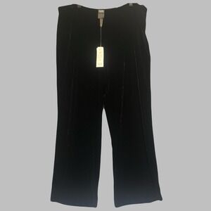 NWT Eileen Fisher Velvet Wide Leg Pant Silk Blend Size L Black Stretch